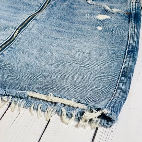 Abercrombie & Fitch Zoe Natural Hem Vintage A Line Denim Zip Up Skirt w/ Raw Hem - Picture 3 of 9